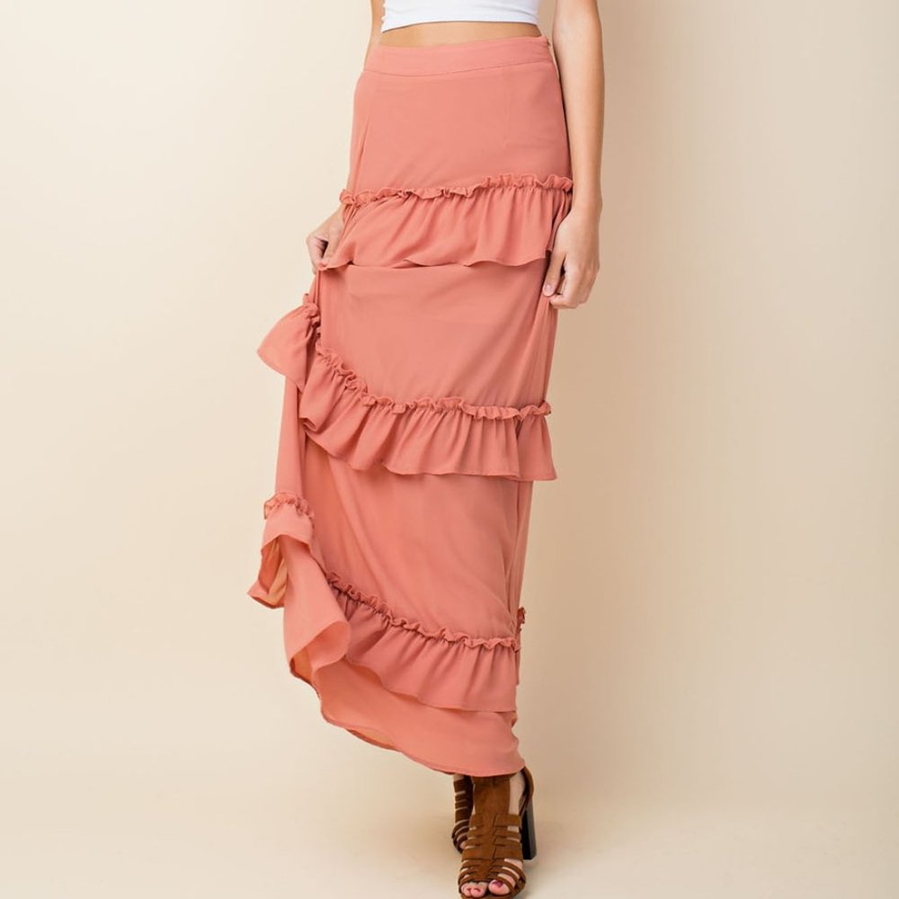 Pink Romantic Ruffled Skirt.